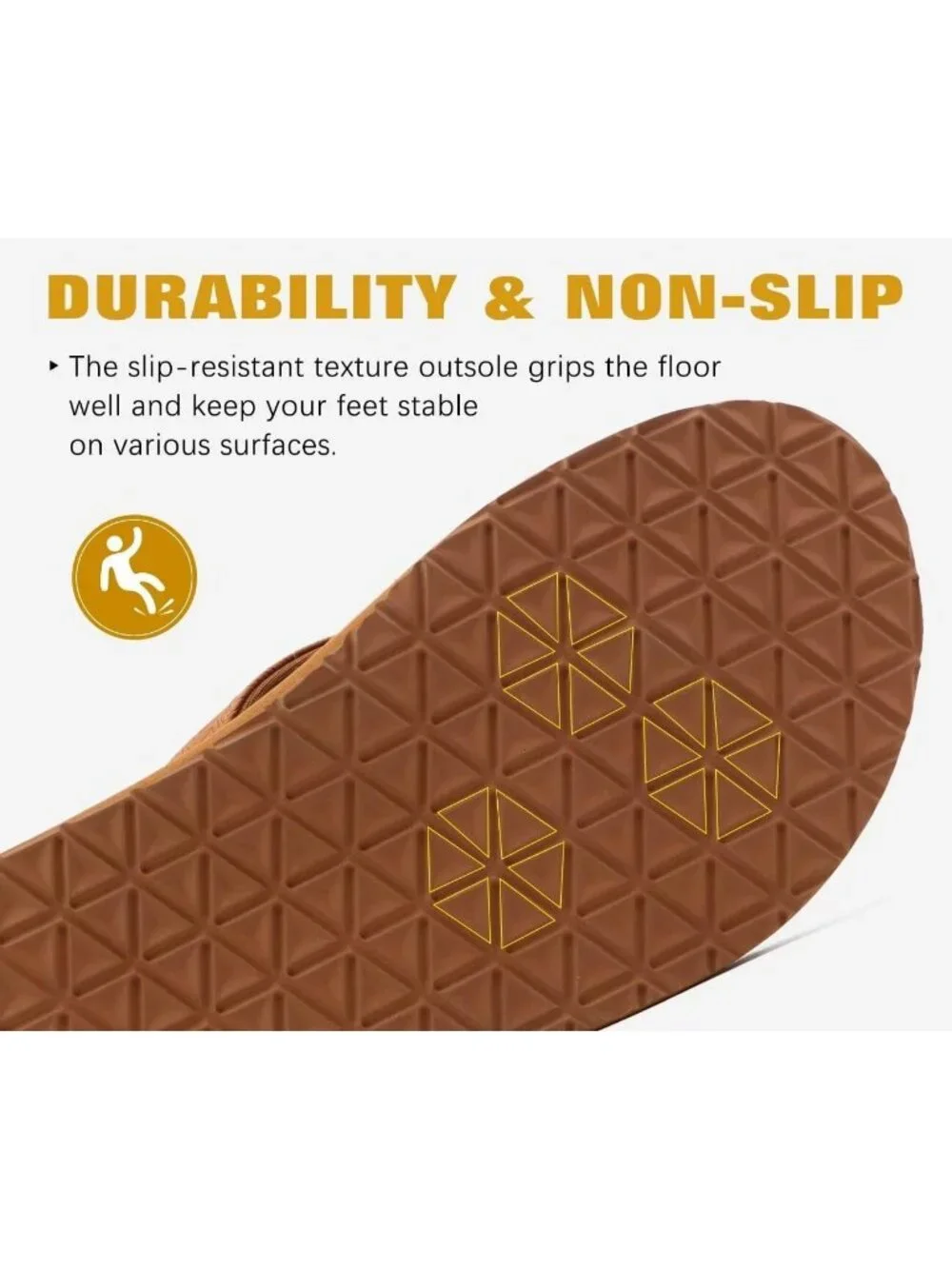 Men's All Tan Yoga Mat Leather Flip Flops Slip On Indoor Outdoor Sandal Slipper